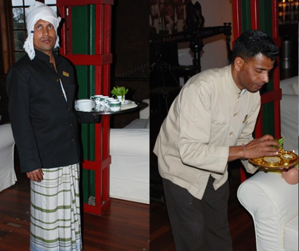 Traditional welcome by the hotel staff wearing traditional Kandyan costume