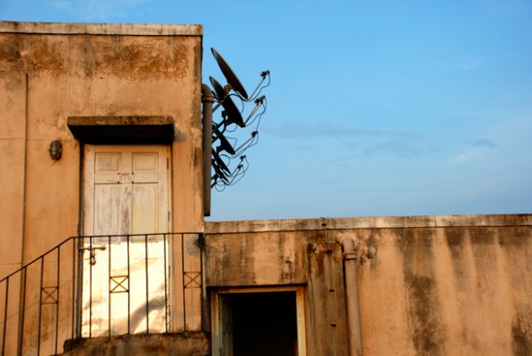 The attic room, the elevator room and the satellite dishes