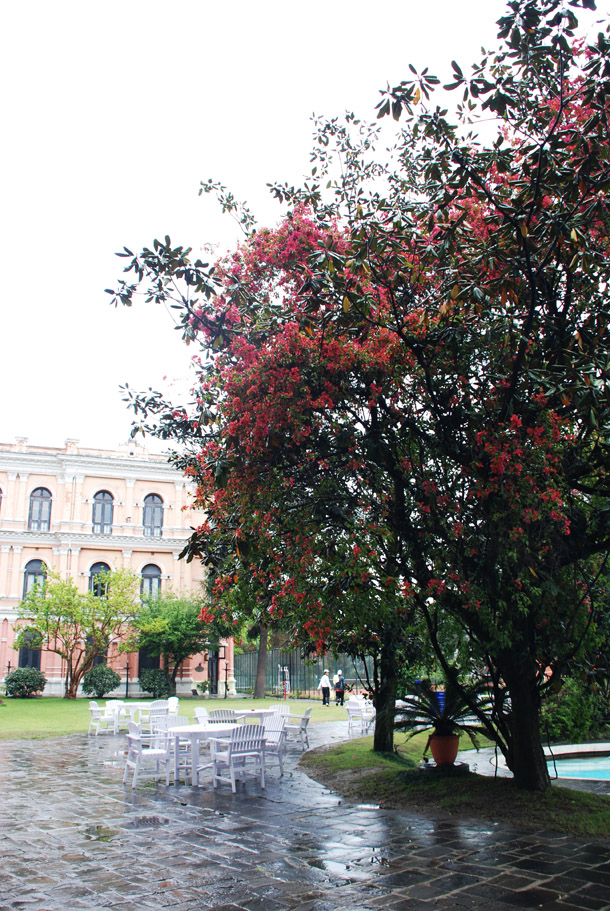 Hotel Yak and Yeti with the grey clouds in the backdrop Hotel Yak and Yeti with the grey clouds in the backdrop