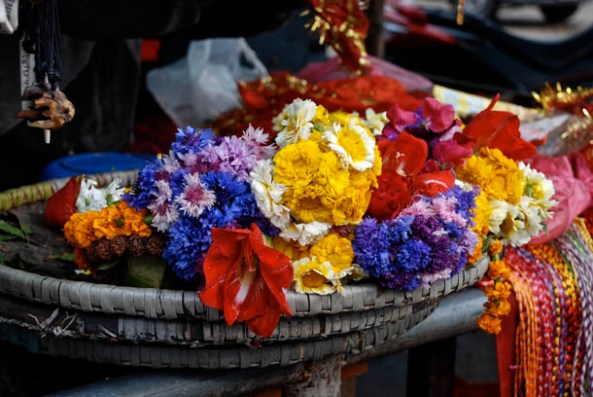 Fresh flowers for the Dali/Basket which will be offered during worship