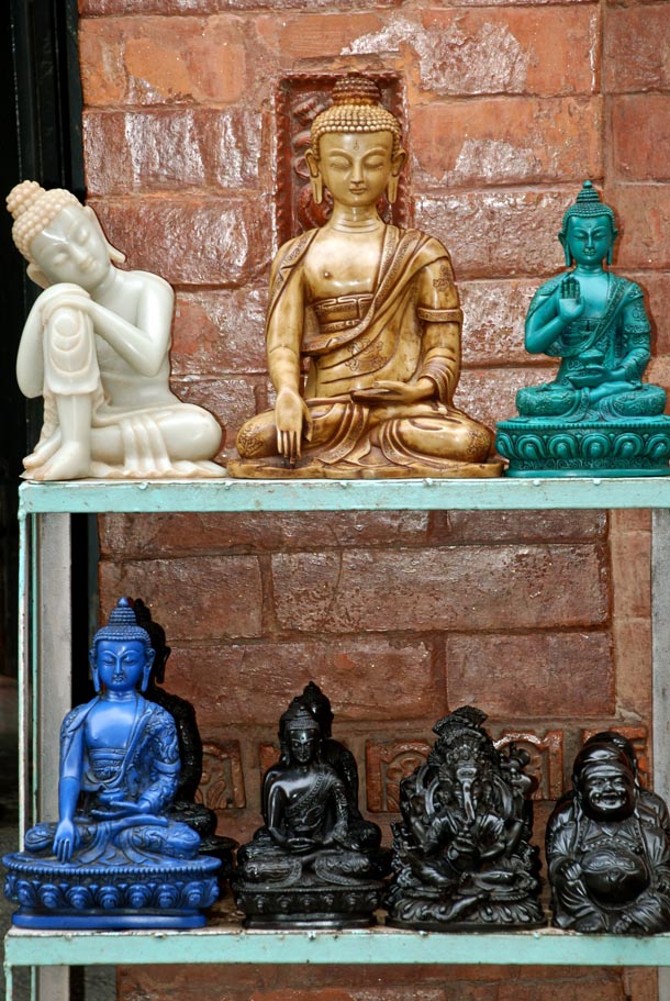Buddha statues in different shades and material