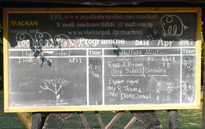 Timetable for the day for each group listed on the blackboard