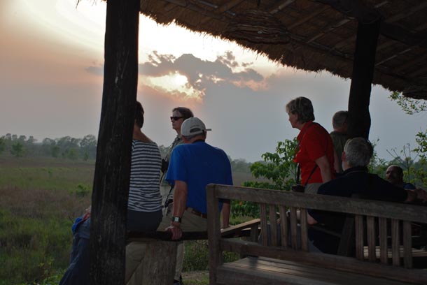 Tourists watching the sunset 