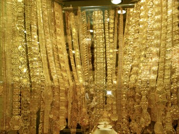 Gold 'just' hanging in one of the shops in Gold Souq