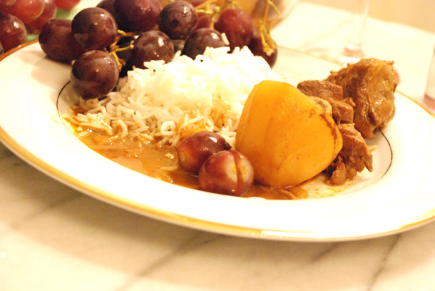 Mutton Kassa With Red Wine & Red Grapes