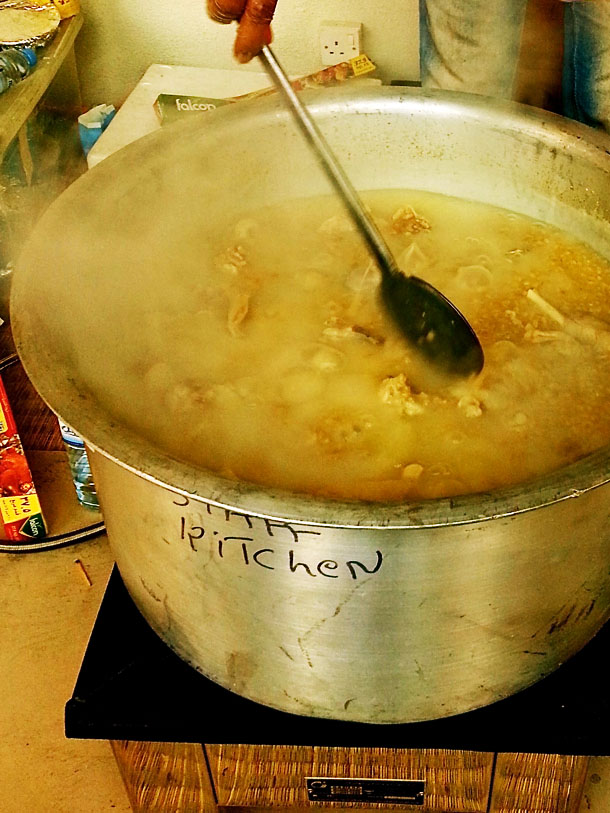 Harissa is a dish of boiled, cracked or coarsely-ground wheat and meat or chicken. Sadly, this wasn't ready by the time we had left