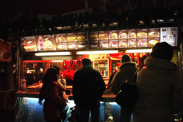 My friends having a hard time choosing the sausages