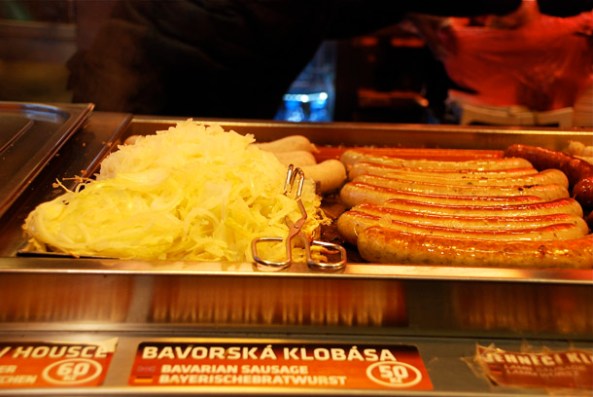 Caramelised onions and sausages