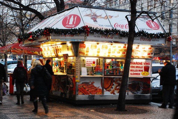 Roadside mobile kiosks in Prague