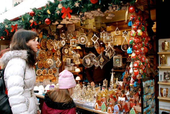 A shop selling traditional wind chimes in the Christmas market