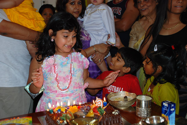 Two borthday parties - one at home, for Mummy and Daddy's friends and one outside for school friends)