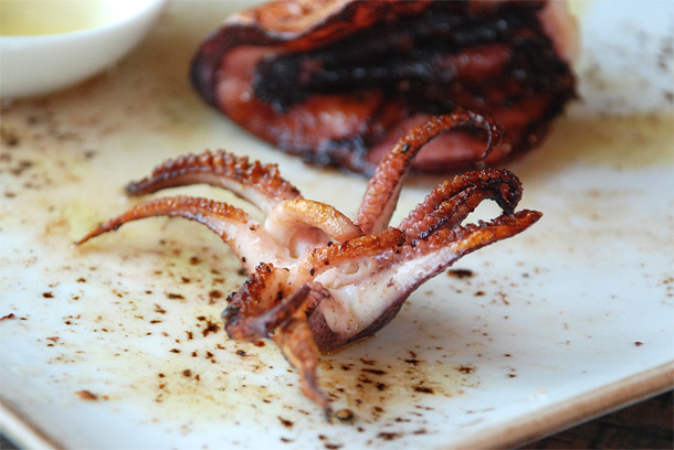 Flamed Grilled Whole Calamari @ Eat Greek