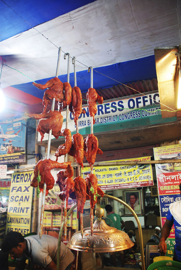 Marinated chicken legs in the Ramadan market in Zakaria Street