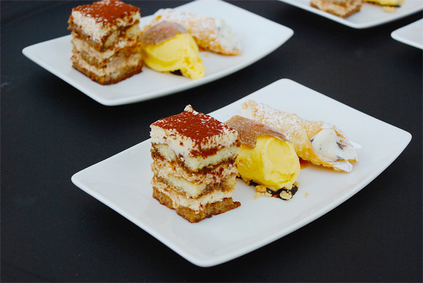Honey Truffle Icecream (middle) flanked by Tiramisu (left) and Sicilian cannoli (right) Honey Truffle Ice cream