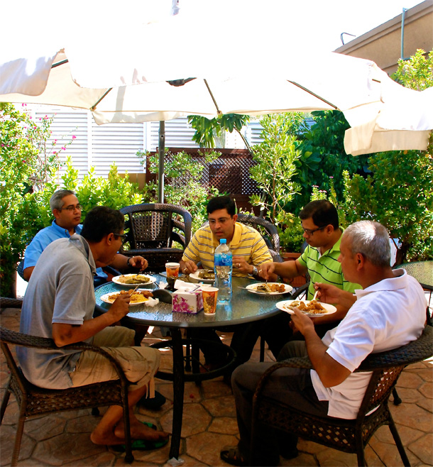 Eating outdoors at Kebab Bistro
