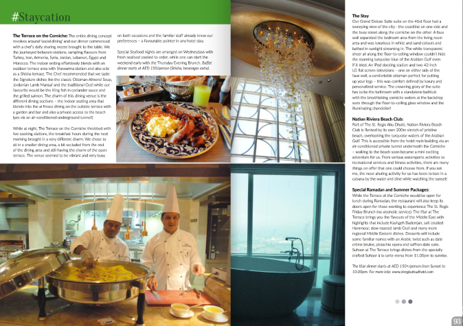 Staycation at St Regis Abu Dhabi