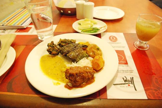 A traditional Bengali meal platter at  6 Ballygunge Place