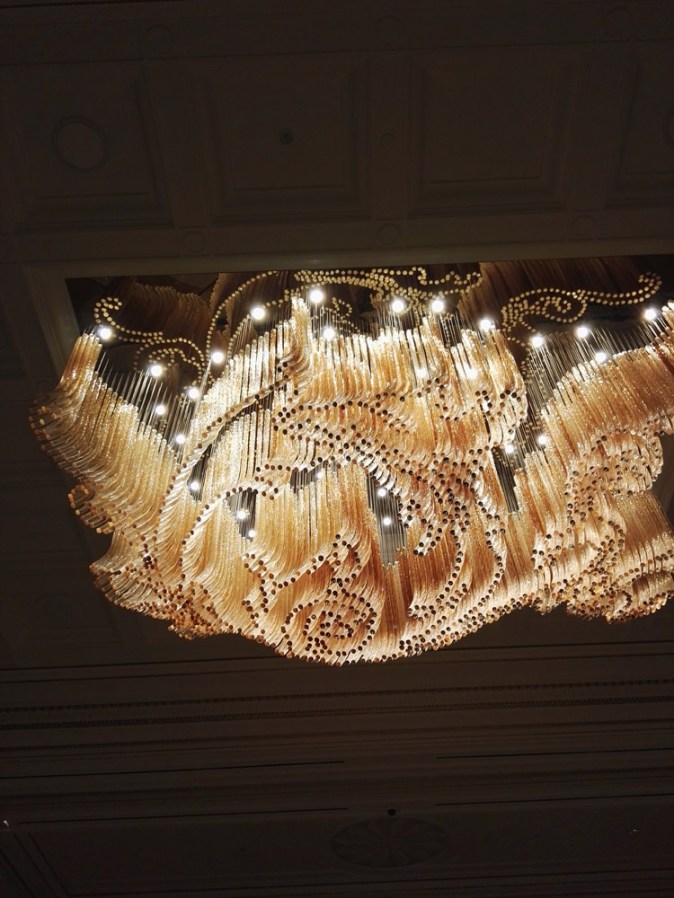 A lot of beautiful visuals, forms and textures playing in my mind that night... starting with the dramatic dining experience at Enigma... Quique's mastery in mesmerizing the diner... to this incredible chandelier in the lobby which was created in acrylic and not crystal, I was told!