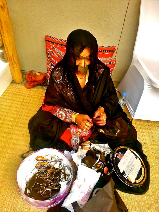 Embroidery of the Burga worn on the face. This isn't part of the Islam religion but part of tradition 