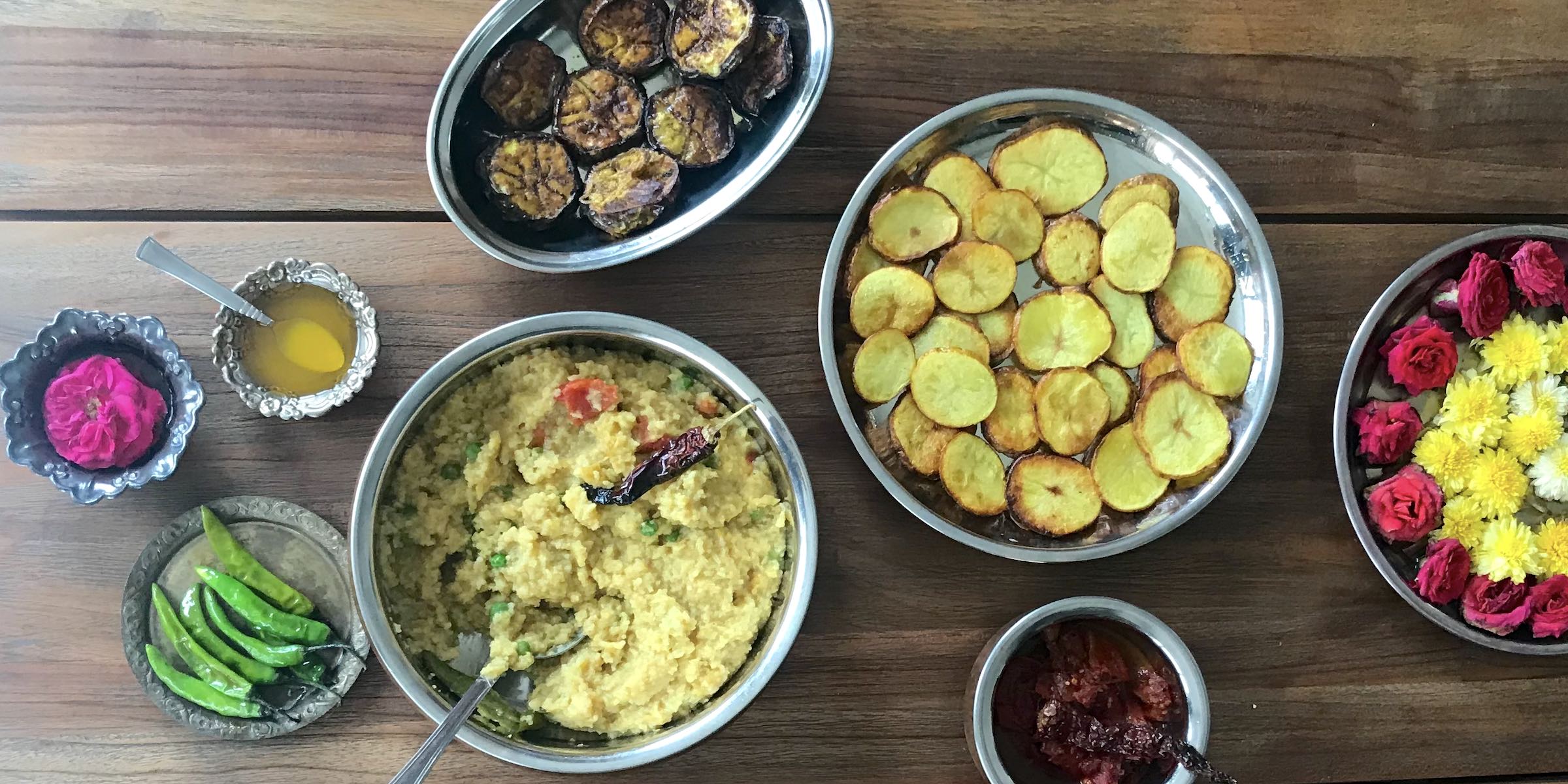 Traditional Bengali food in my kitchen in Chennai home