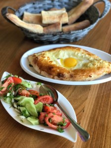 Georgian meal at Maya's Garden restaurant in Telavi