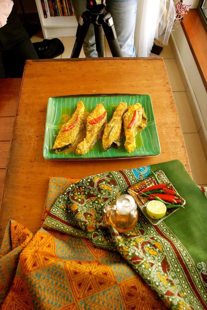 Shorshe bata maach or Mustard Salmon