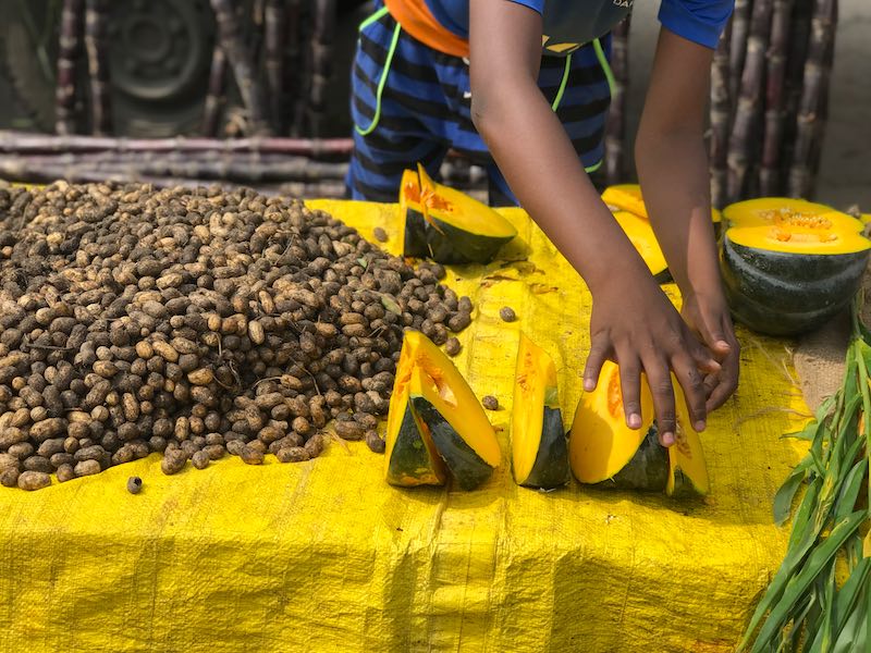 Pumpkins and peanuts sold during Pongal