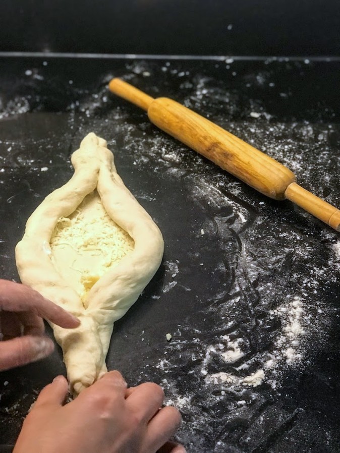 Making of Acharuli, the boat shaped Georgian cheese-bread at home