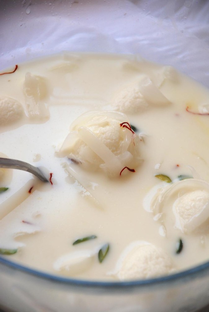Rasgulla Macapuno - a fusion dessert with popular Bengali sweet Rasgulla and Macapuno, tender coconut meat used in many Filipino desserts