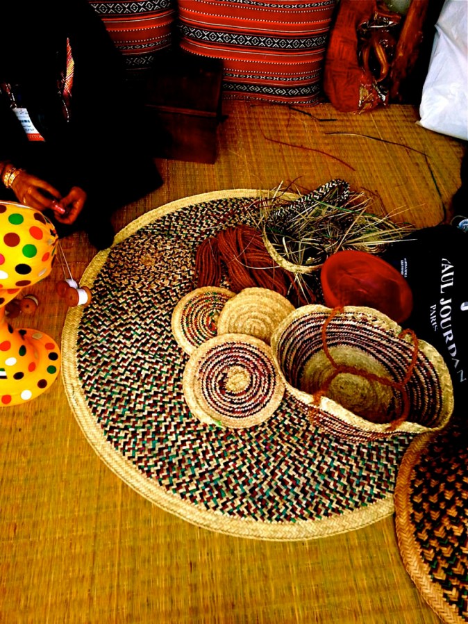 Traditional handicrafts from coloured Palm leaves