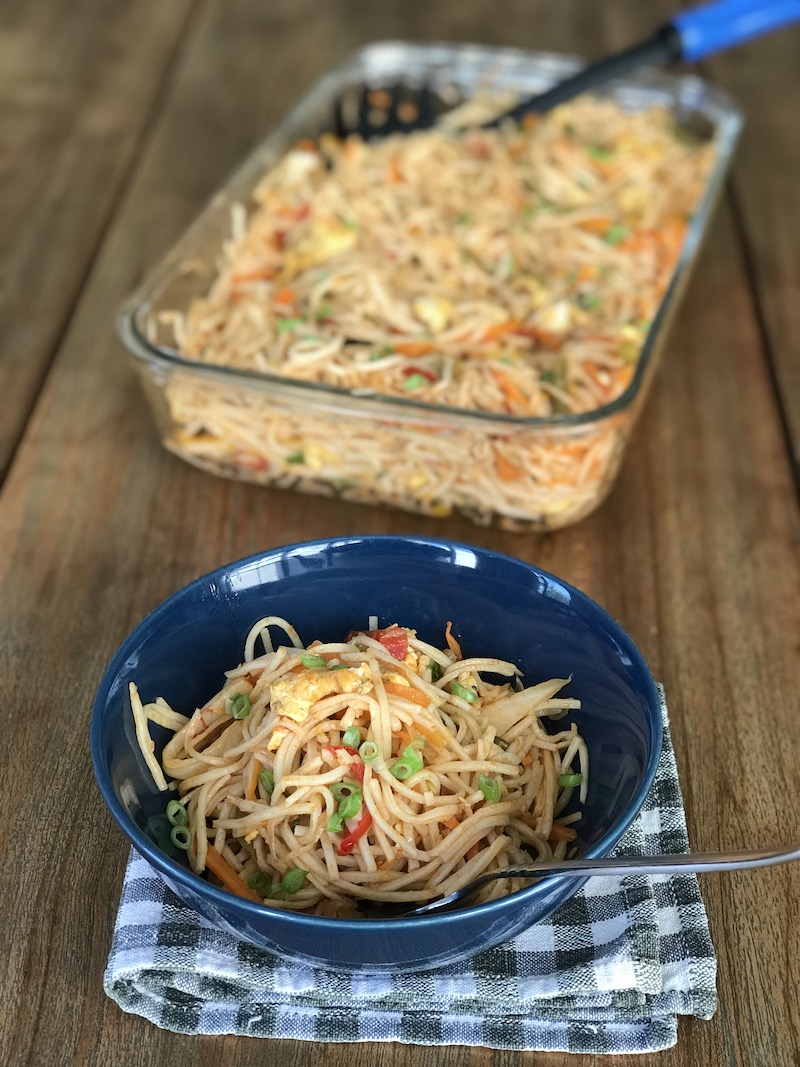Spicy noodles cooked in the Indian street style