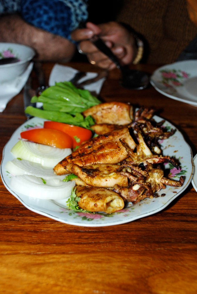 Grilled squid at Al Fanar Restaurant and Cafe
