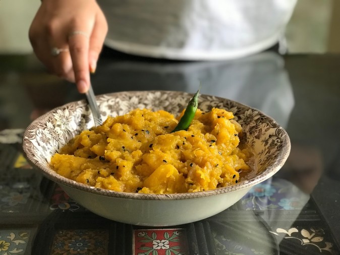 Kumro Bhaate or Bengali style Mashed Pumpkin