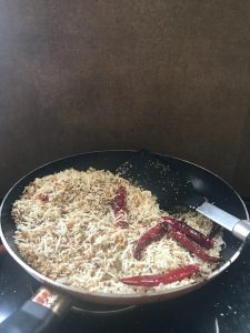 Dry roasting spices for making Chettinad masala