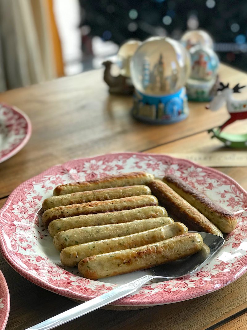 Christmas lunch with German sausages