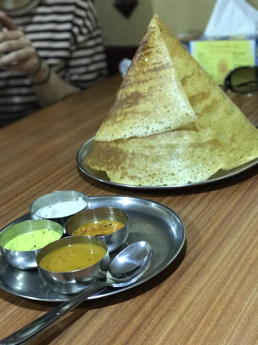 The cone shaped Topi Dosa at Sangeetha Restaurant 