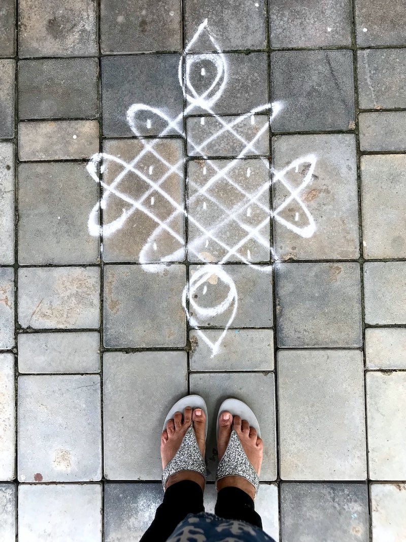 Traditional Kolam design for Pongal