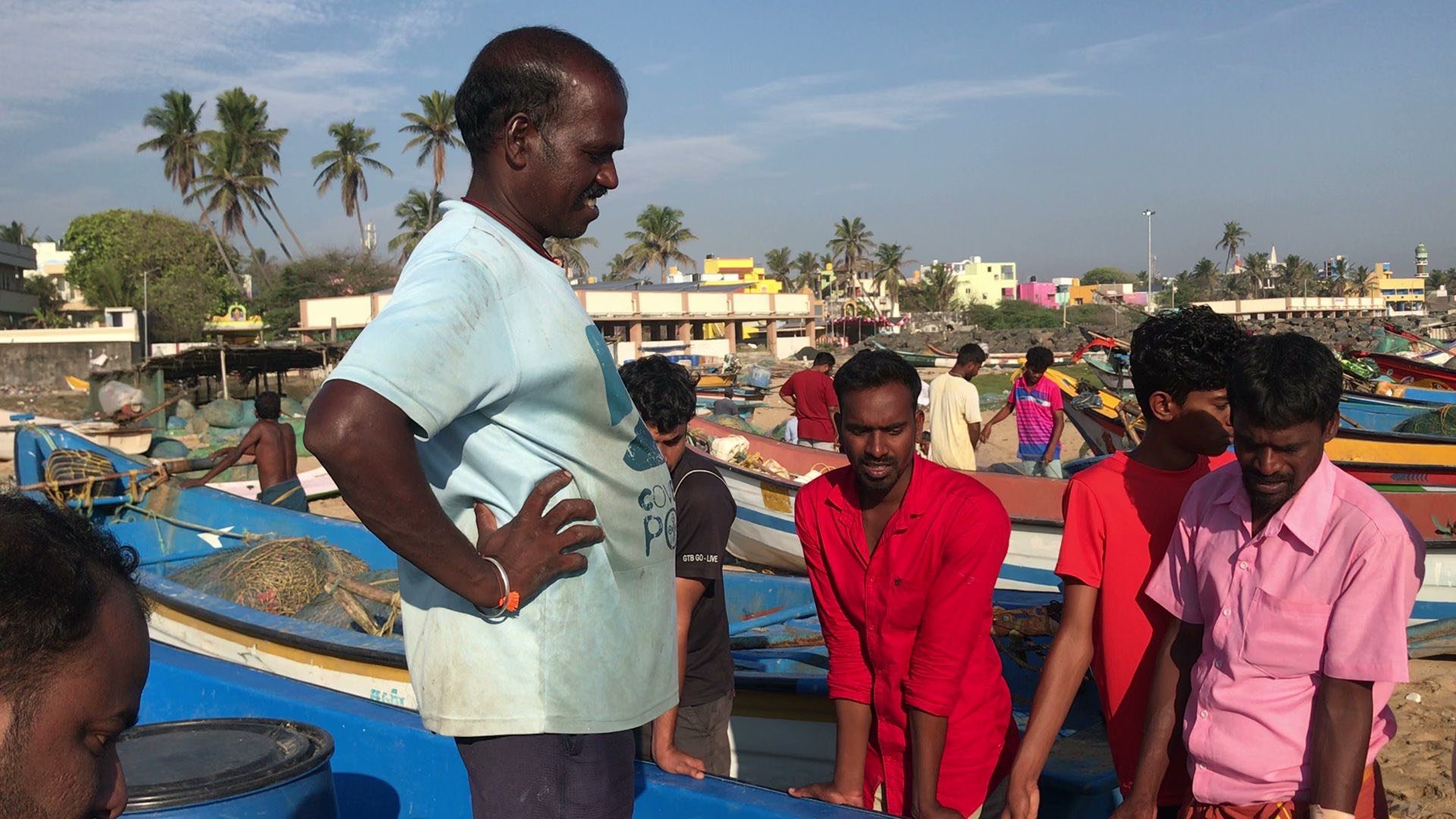 A fisherman in Kovalam beach in Chennai